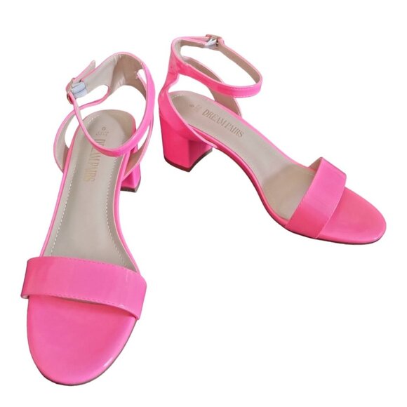 Dream Pairs Womens Open Toe Ankle Strap Chunky Heel Sandals Pink Size 9 - Picture 3 of 11